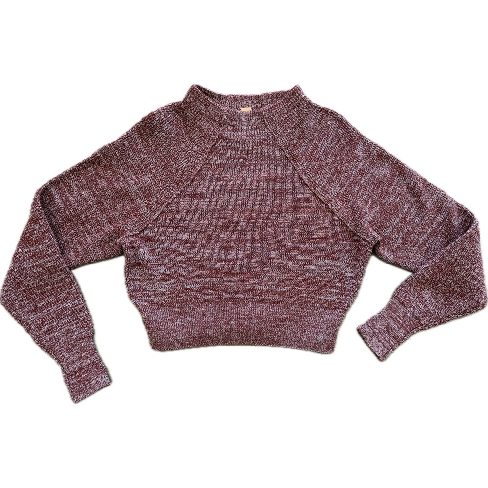 Free People Too Good Chunky Knit Pullover Sweater Heather Red Cropped Cozy Crop